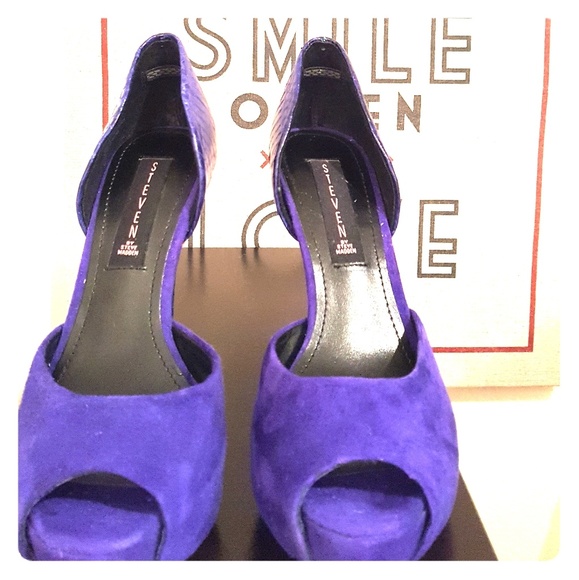 Steven By Steve Madden Purple and Blue Peep Toe - Picture 2 of 5